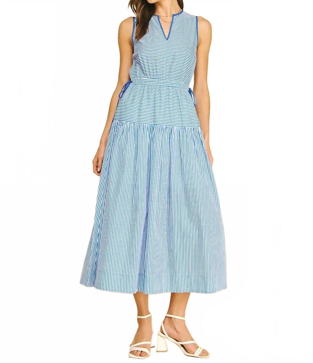 NEW PINCH the monroe midi dress in blue stripes